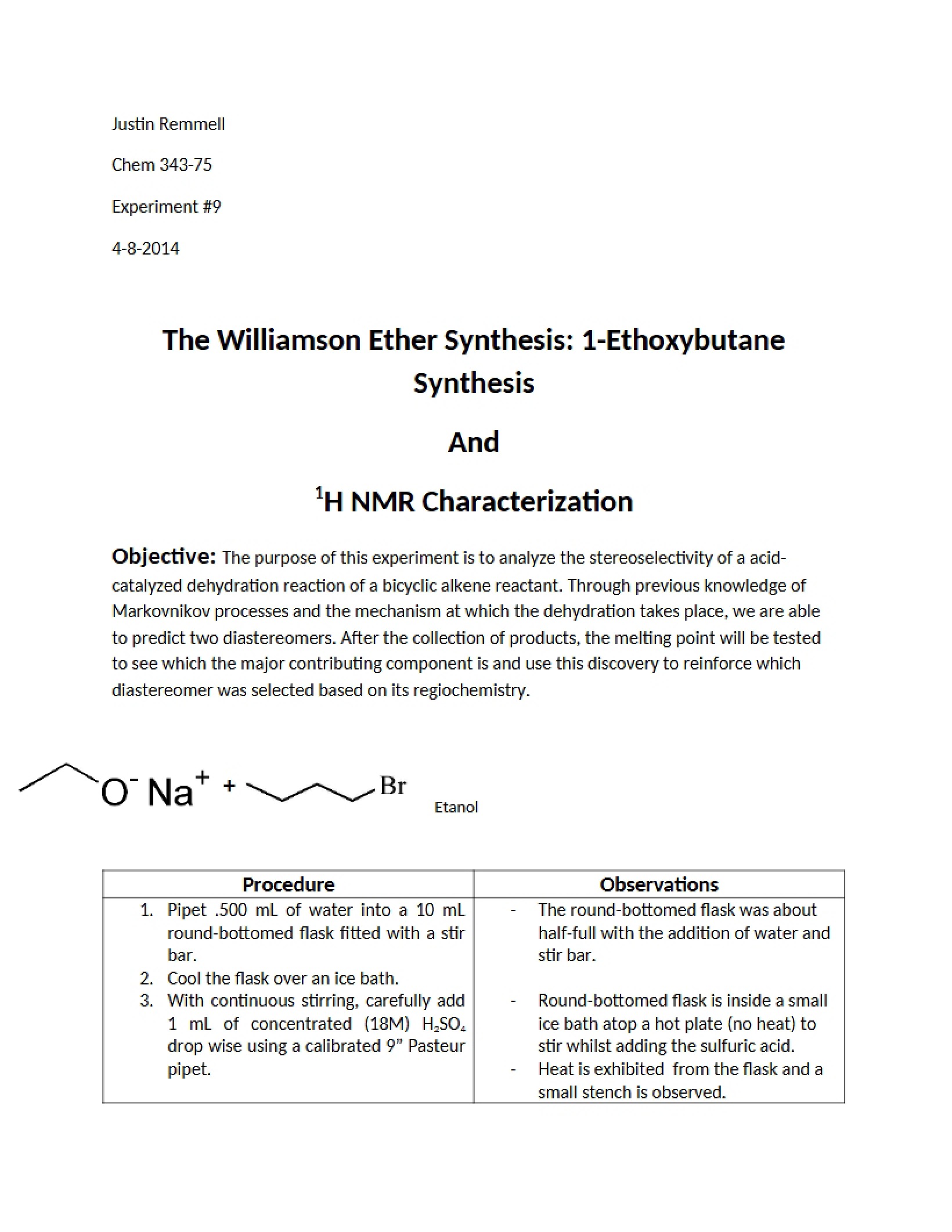 Synthesis of Williamson Ether