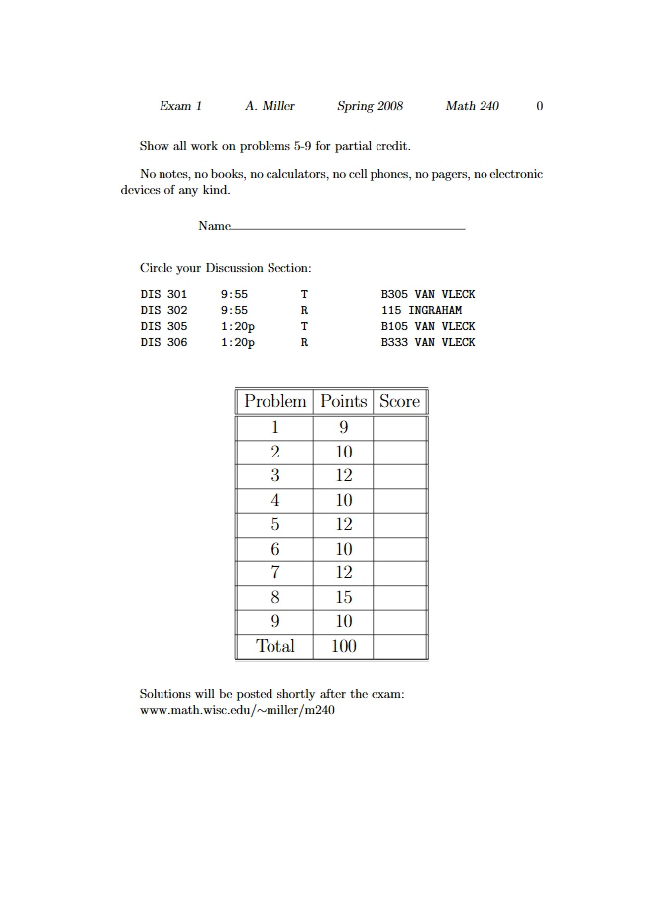 Examination One