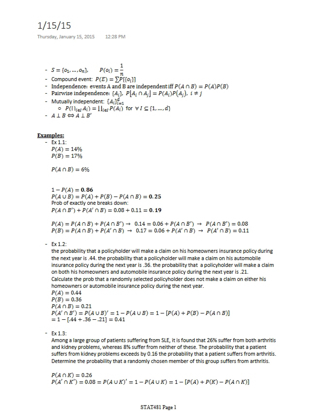 Jan 15 Notes (STAT481)