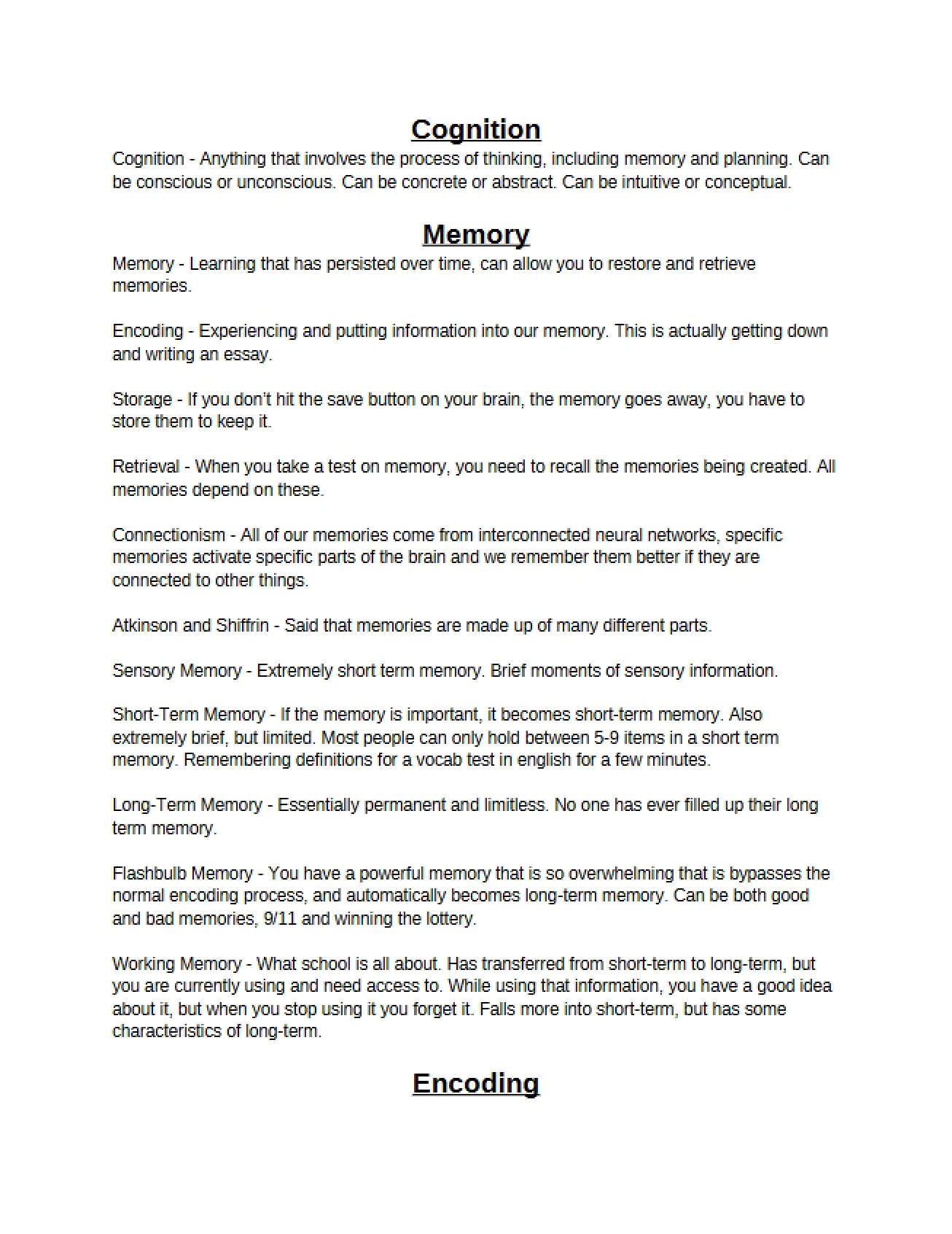 Psychology of Memory