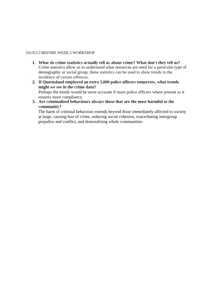Workshop Questions for 1013CCJ Week 2