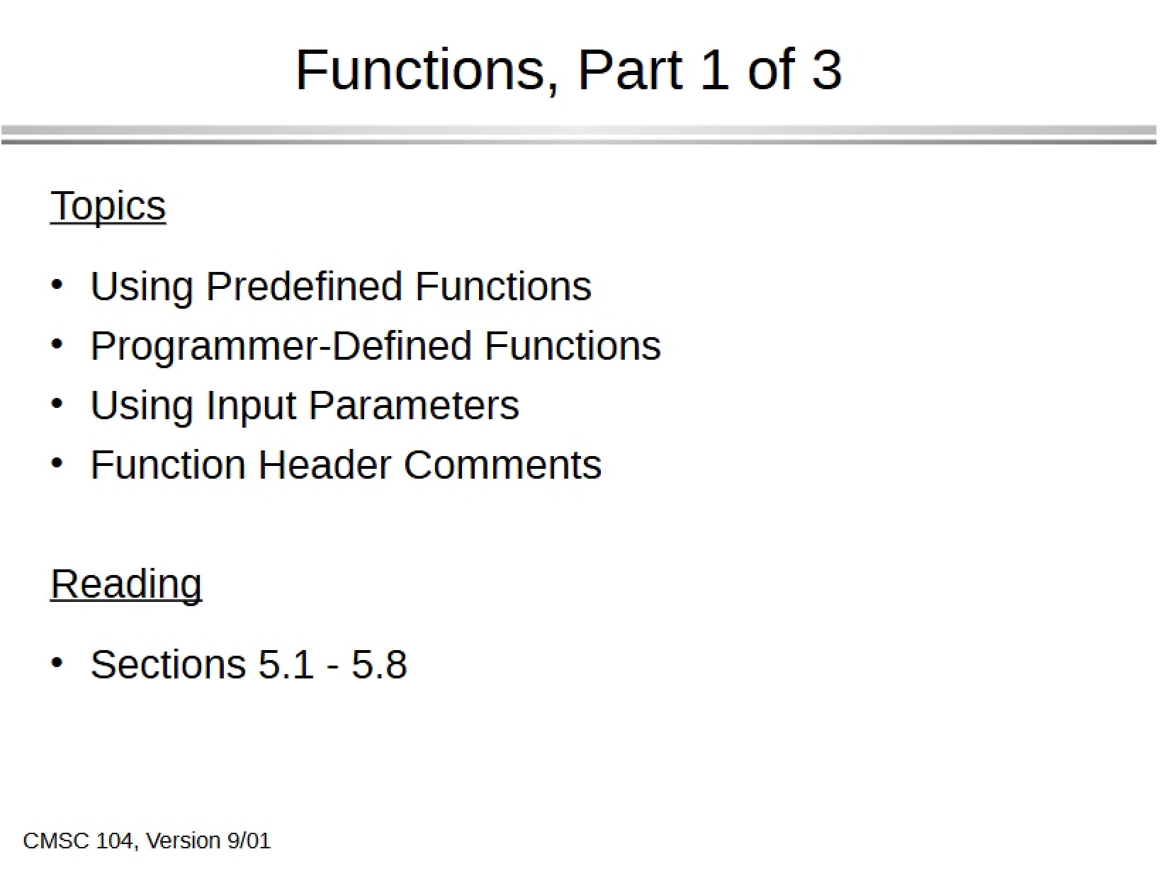 Programming Functions
