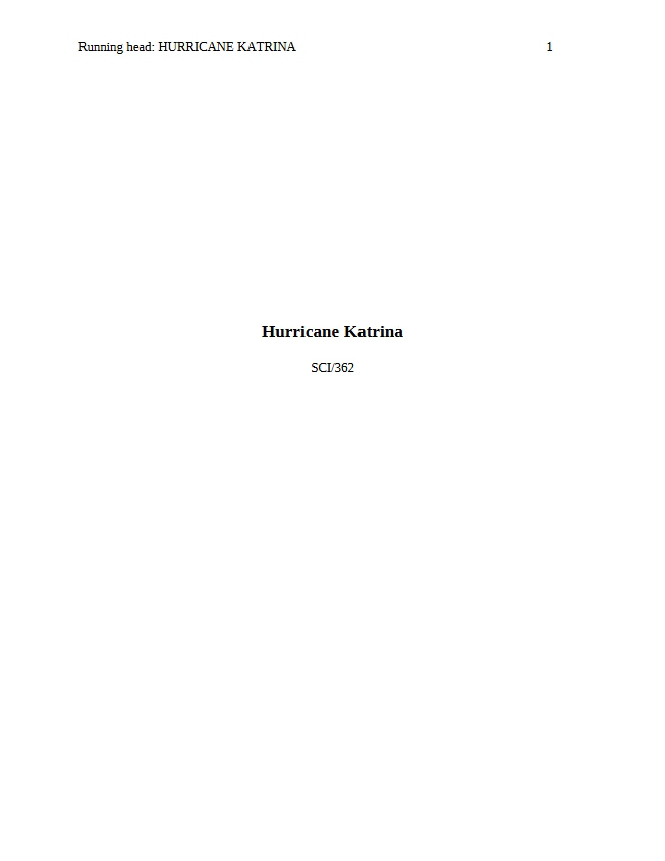 Hurricane Katrina Case Study