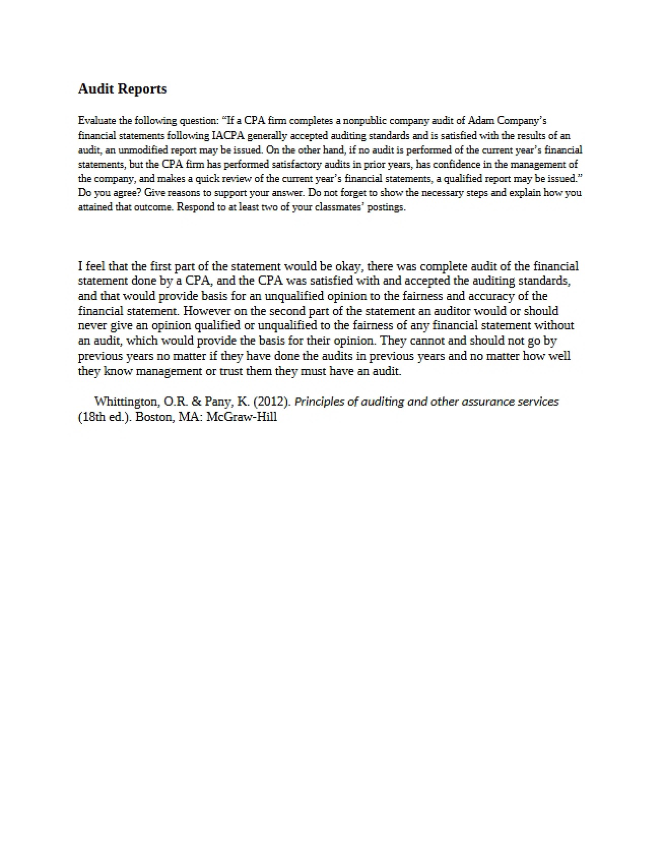 Reports on Audits