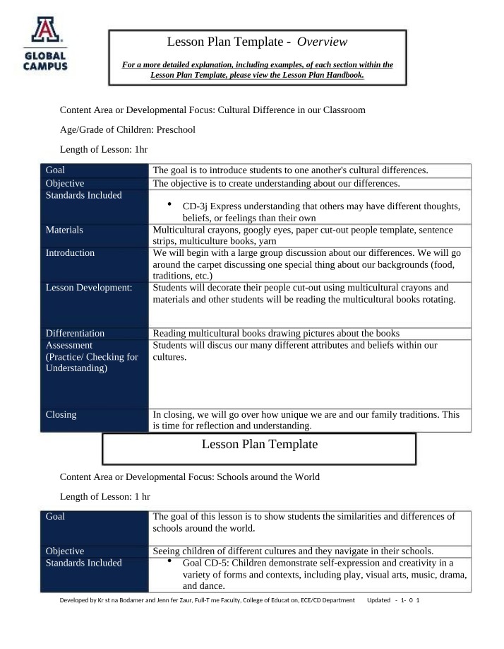 Lesson Plan for Exploring Cultural Differences in the Classroom