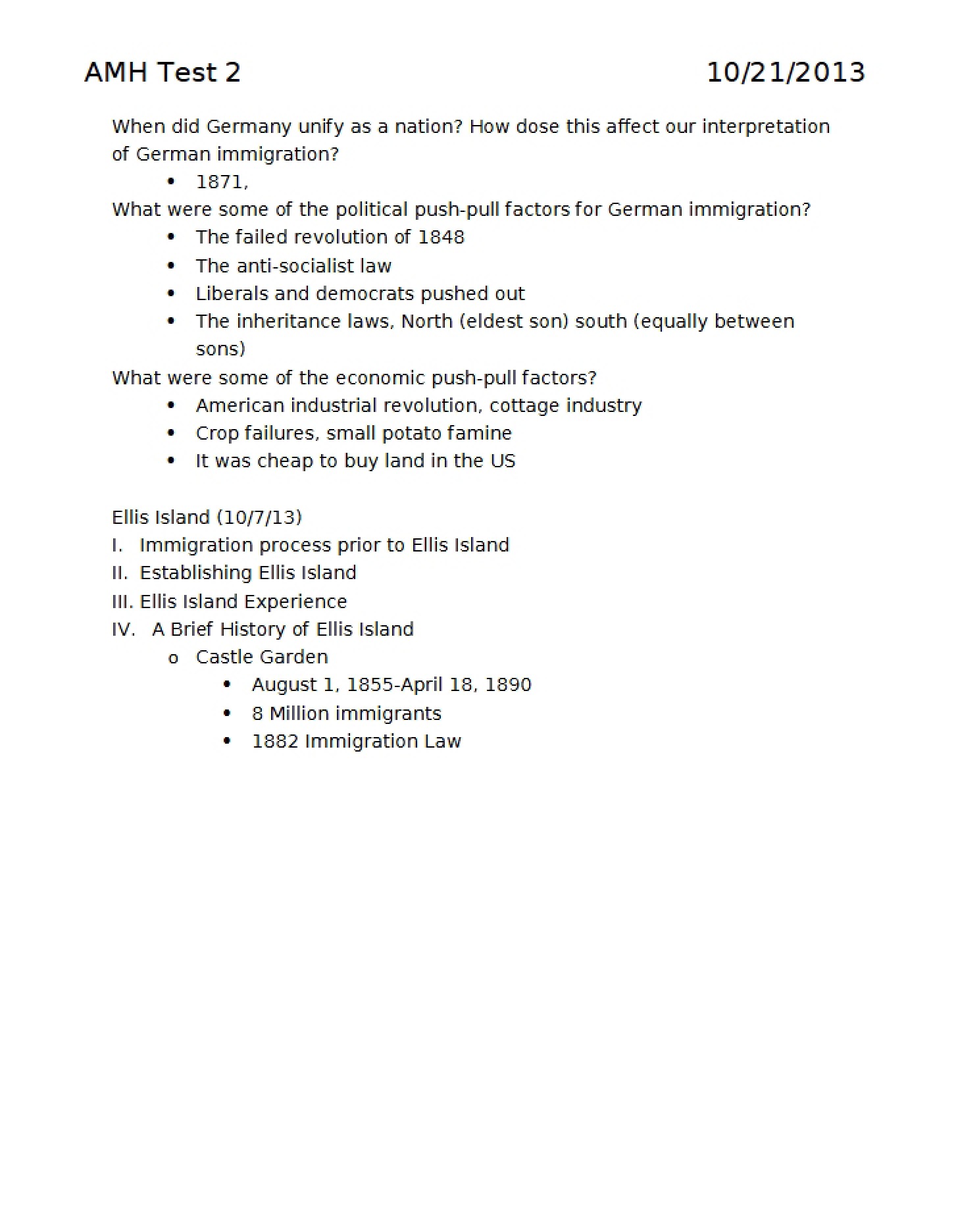 Second Evaluation for American History