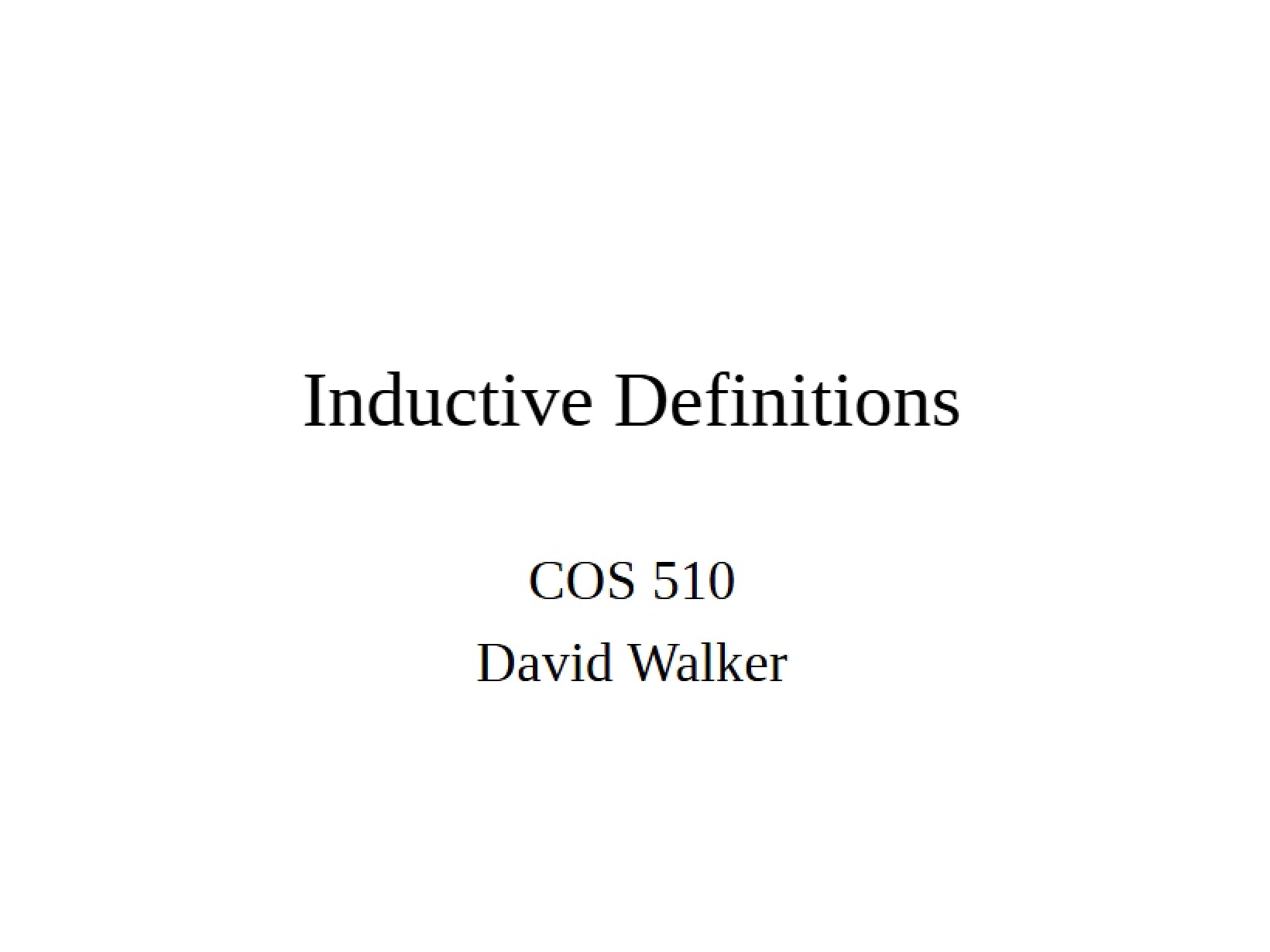 Definitions by Induction