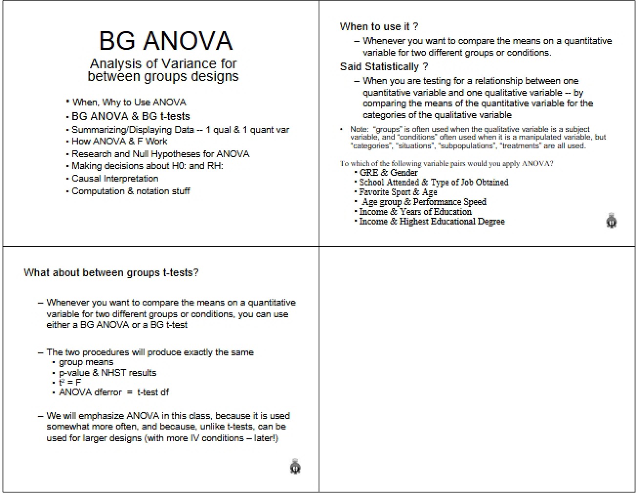 Between Groups Design ANOVA Analysis