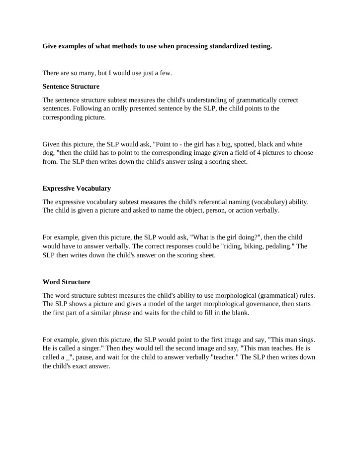 Sentence Structure and Expressive Methods for Standardized Testing