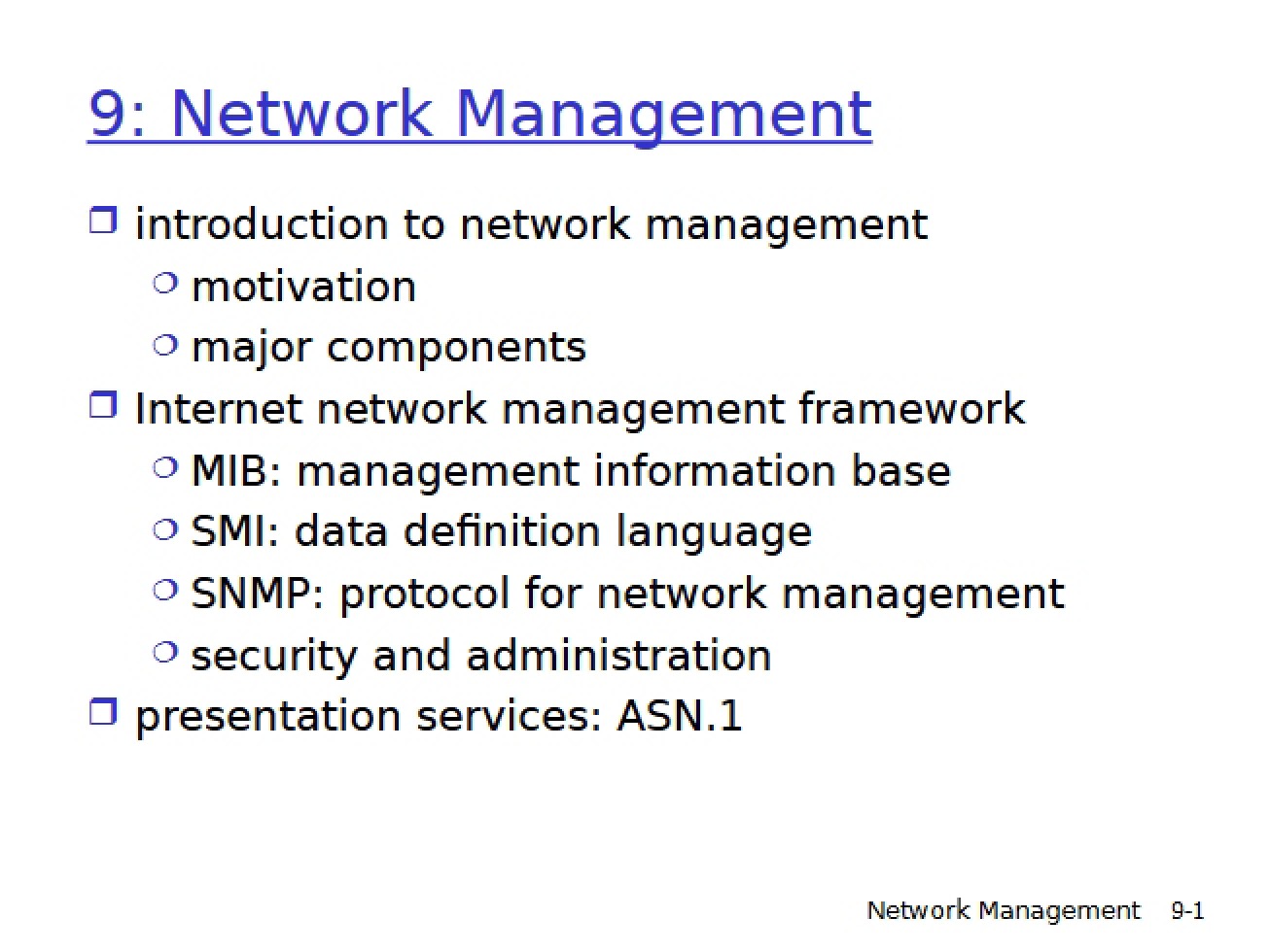 Management of Networks
