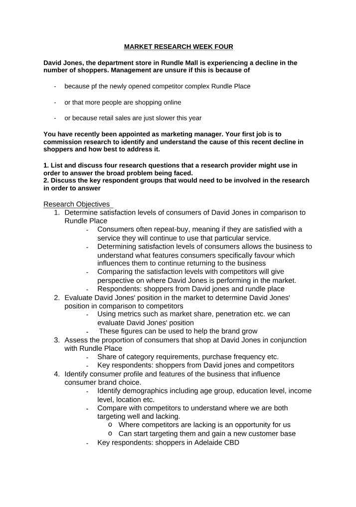 Week Four - Market Research