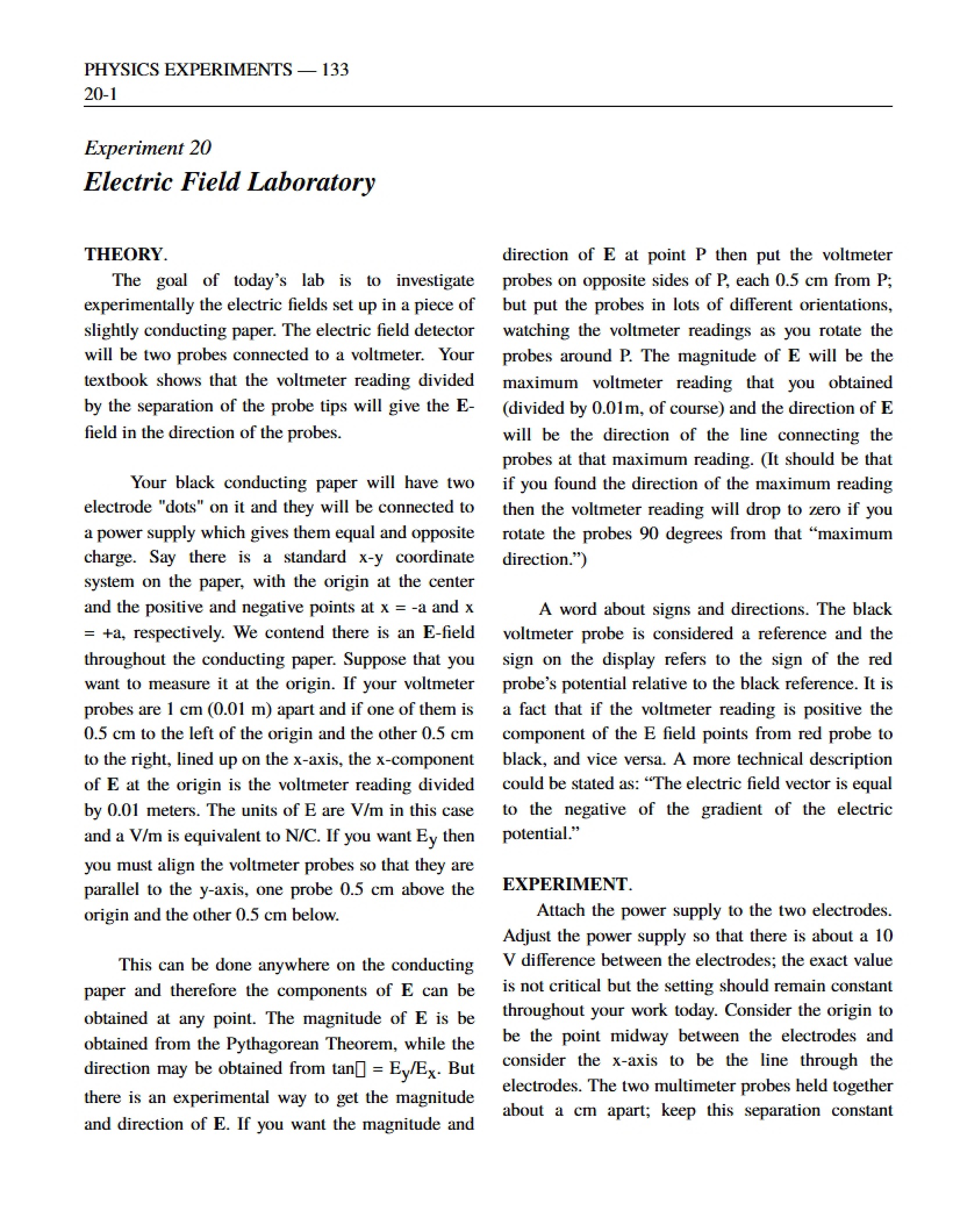 Lab Electric Field
