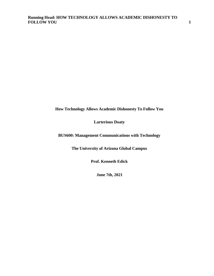 Consequences of Academic Dishonesty Enabled by Technology