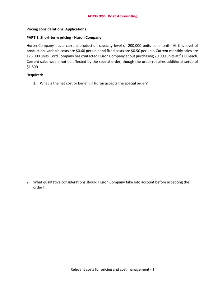Examples of Pricing and Cost Management