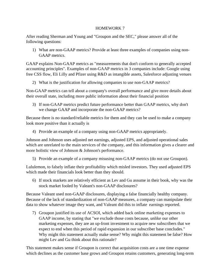 Financial Impact of Non-GAAP Metrics