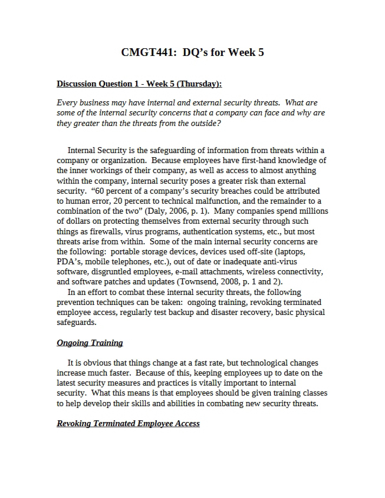 Discussion Prompts for Week Five