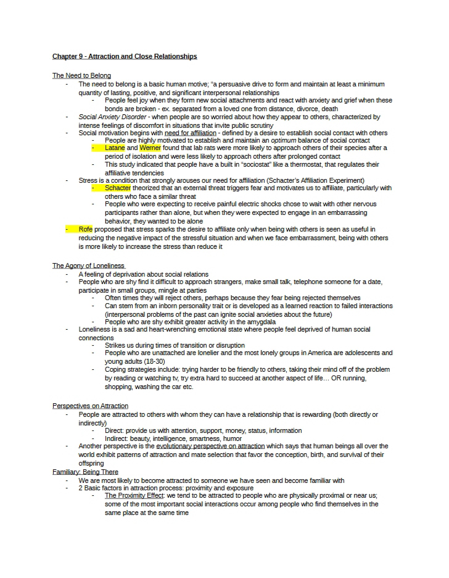 Study Guide covering Chapters Nine through Eleven