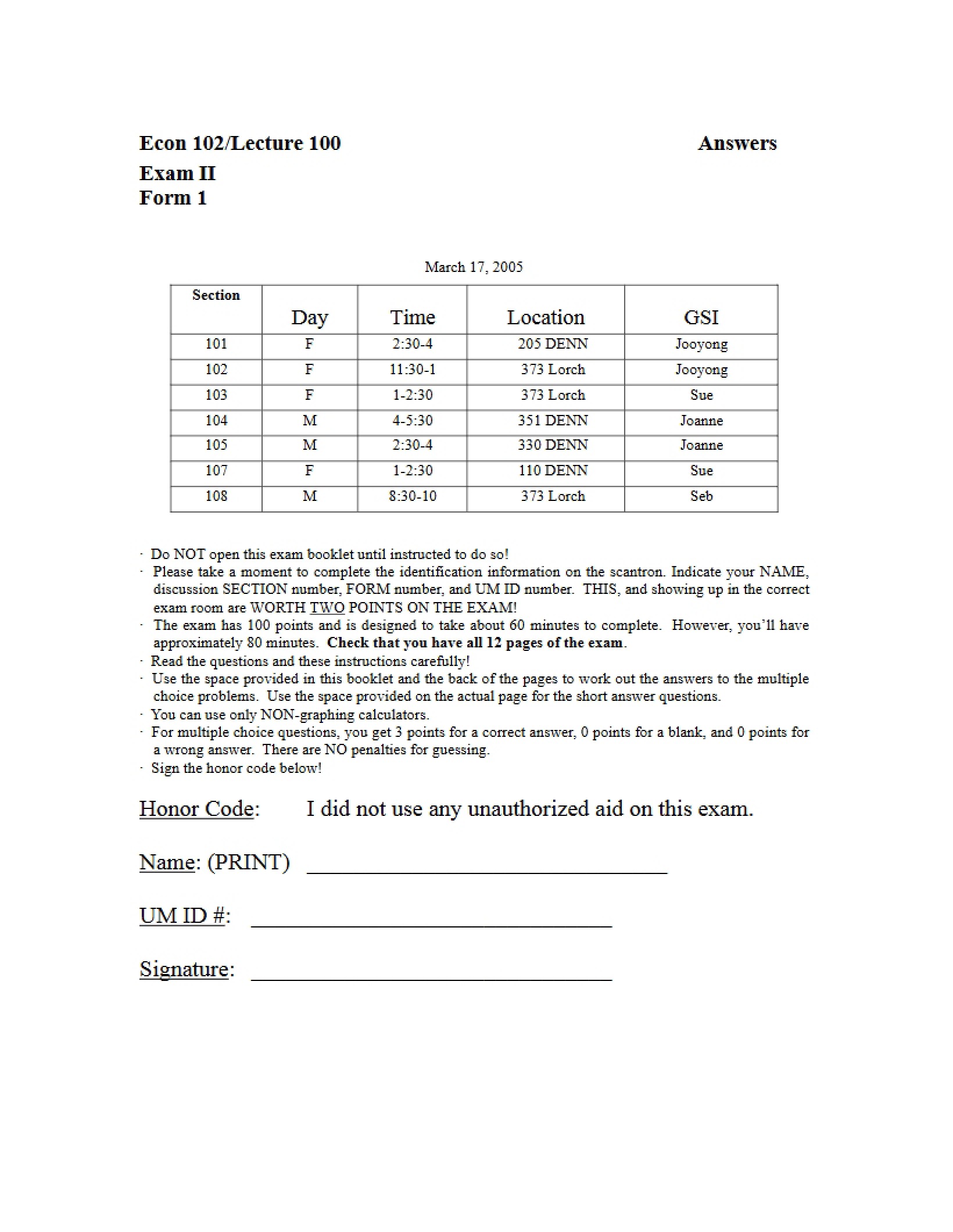 Econ 102 Test II