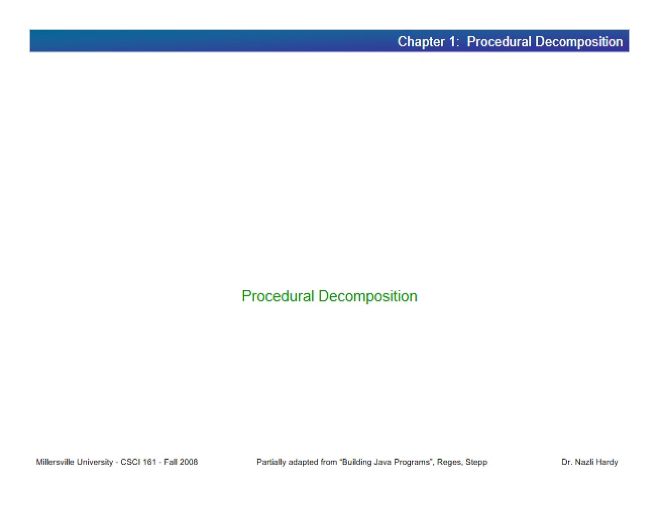 Decomposition of Procedures