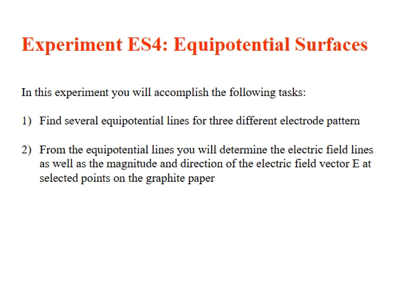 Surfaces of Equipotential (Experiment ES4)