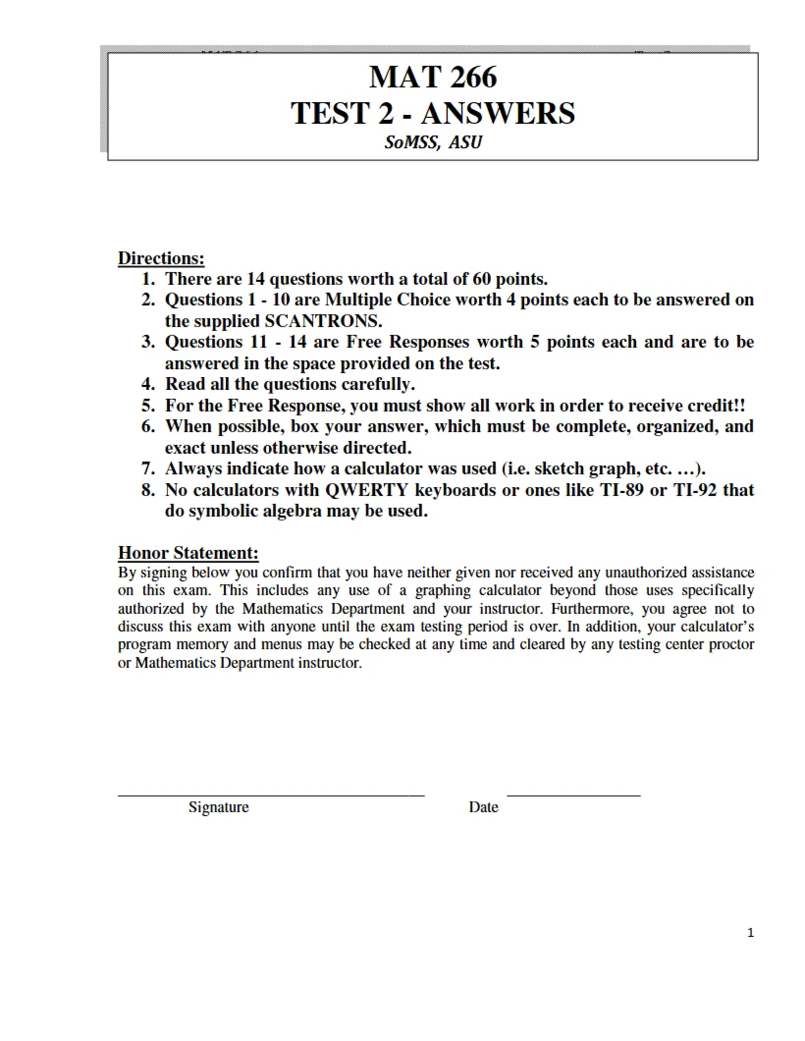 Key for Exam 2