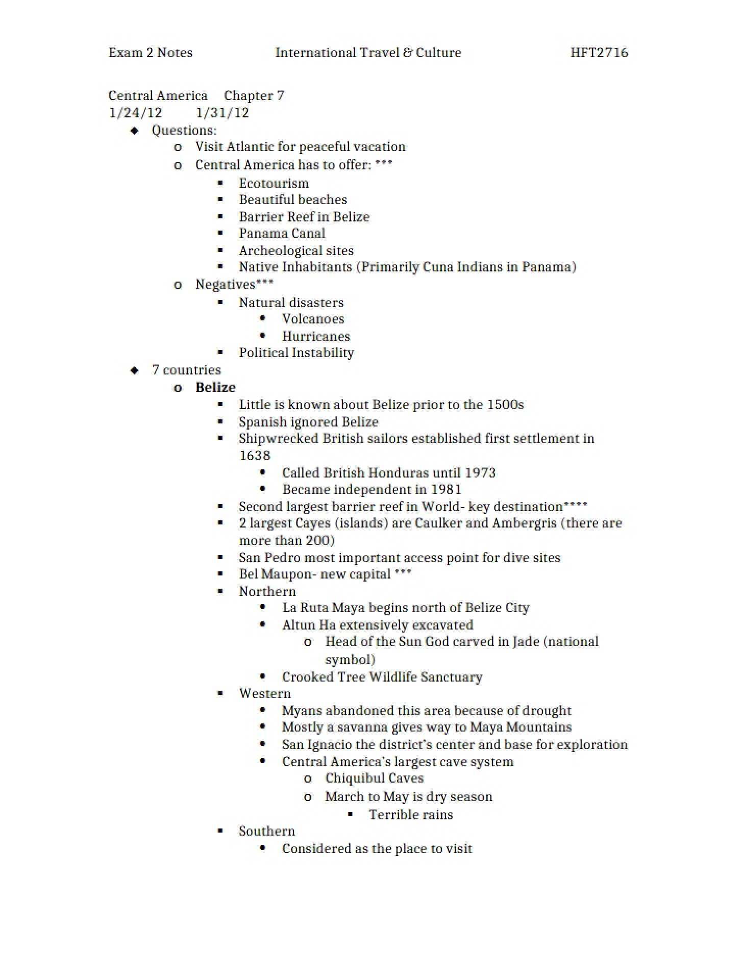 Lecture Summary for Exam 2