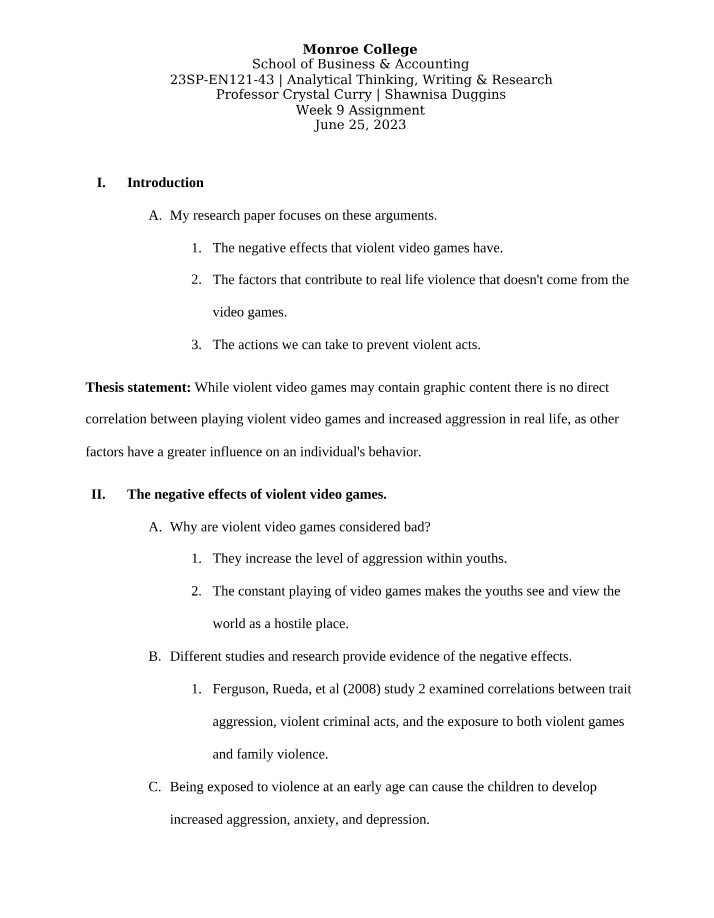 Week 9 Assignment - Shawnisa Duggins