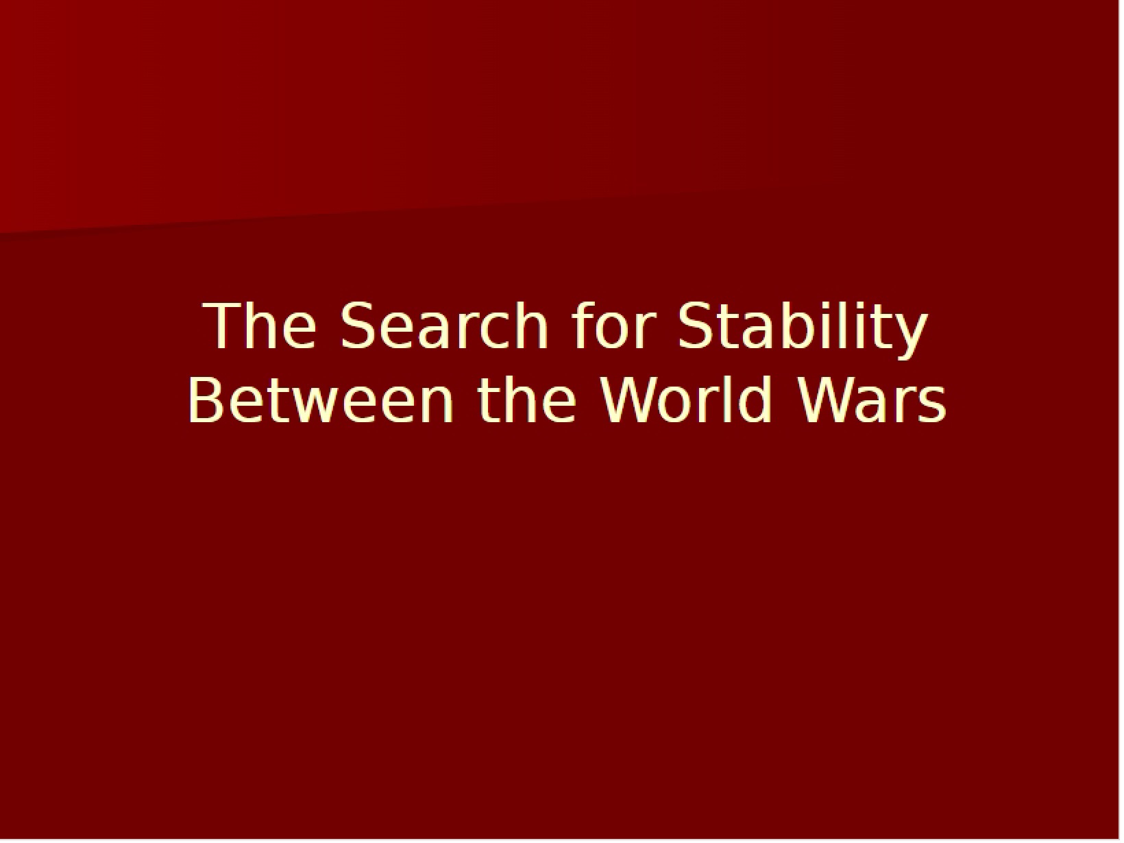 Seeking Stability