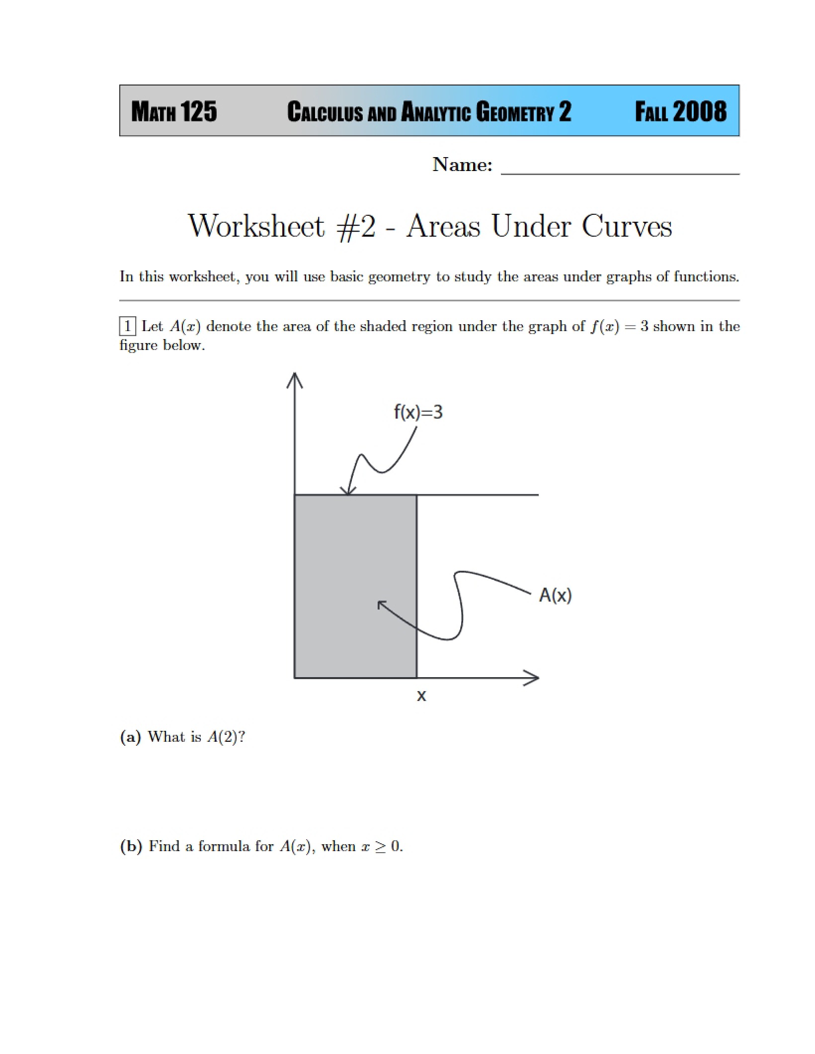 Curves and Areas Beneath