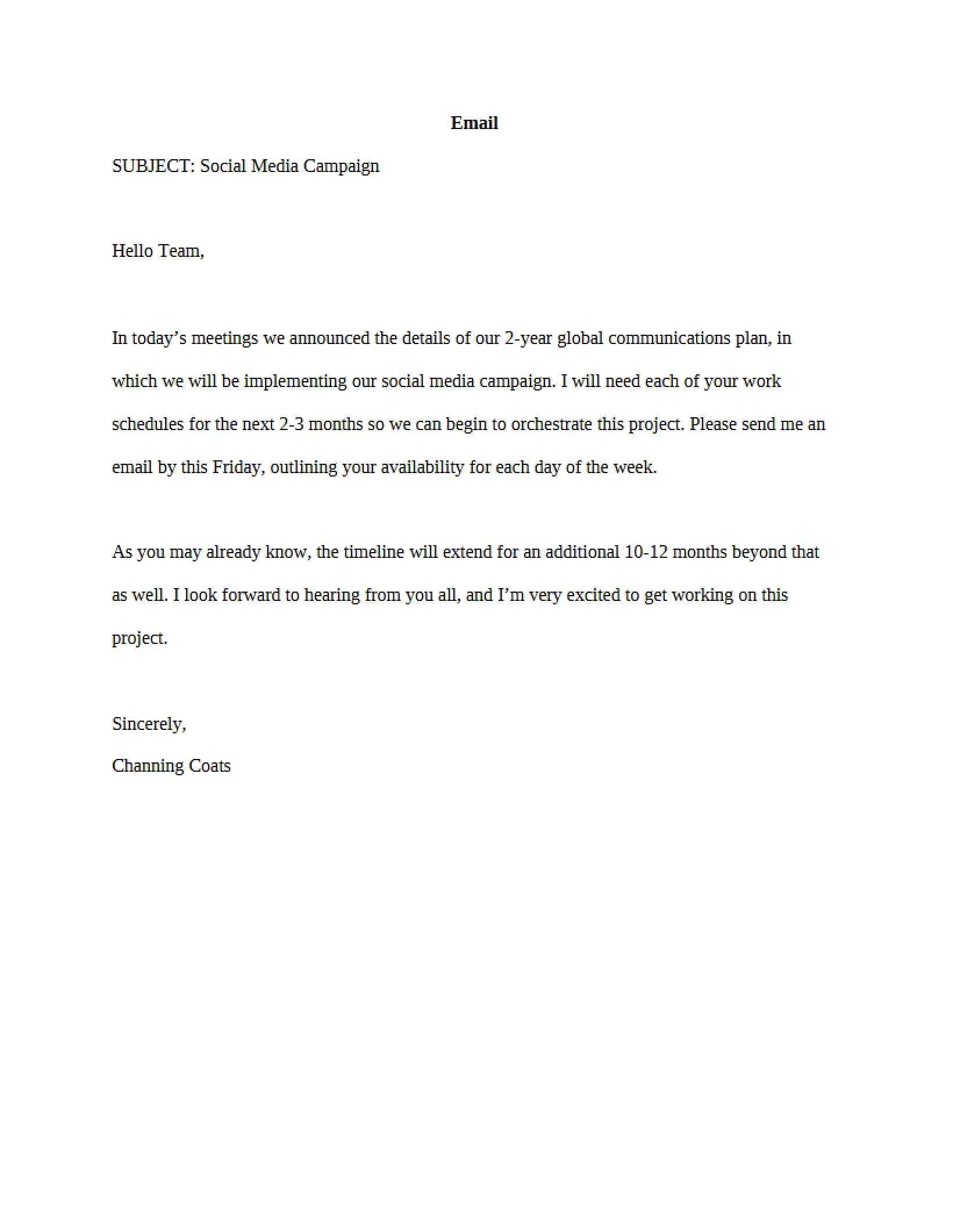 Email Assignment Business Correspondence