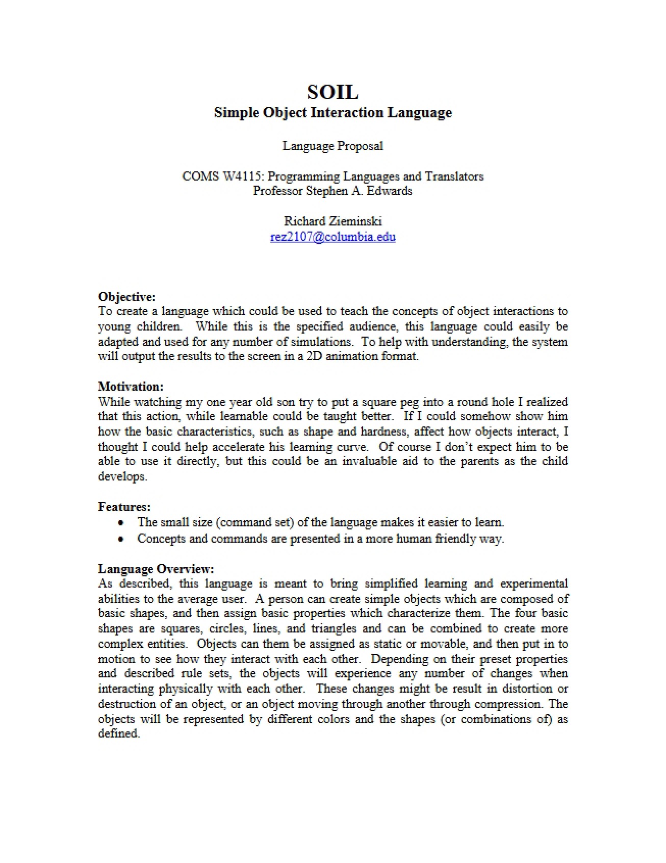 SOIL Simple Object Interaction Language