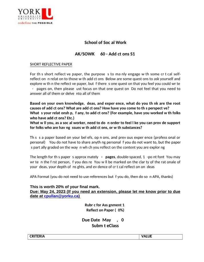Reflection Paper - Addictions