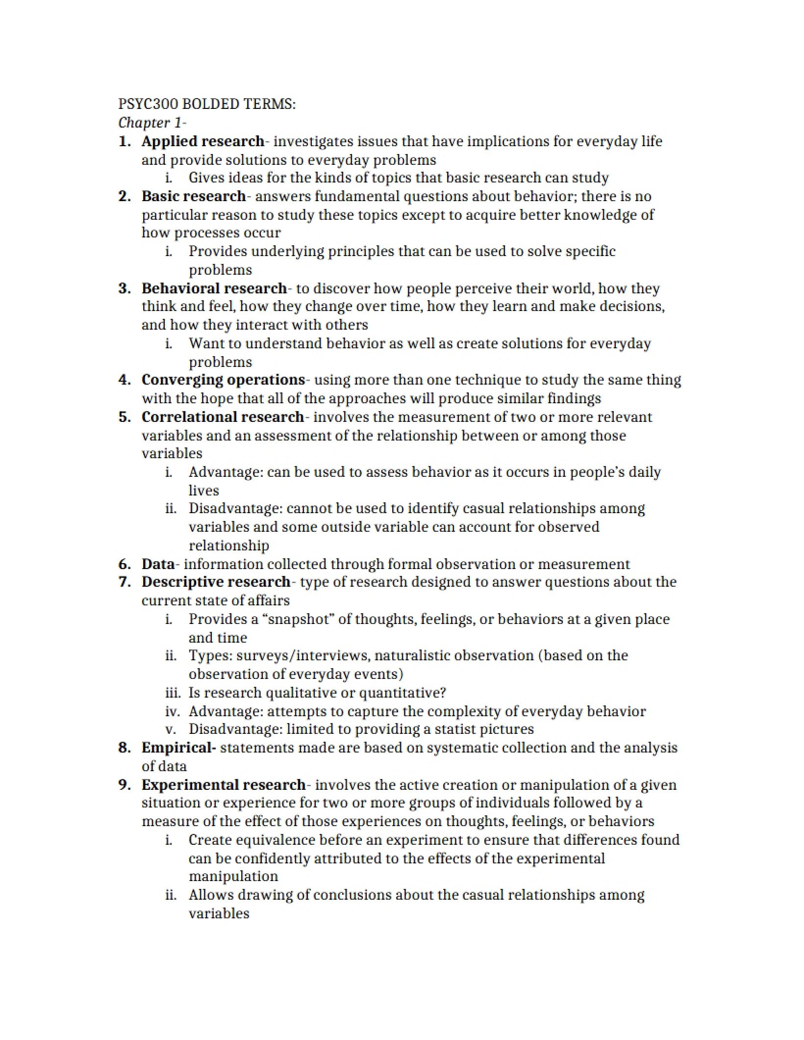 Chapter One Research Methods