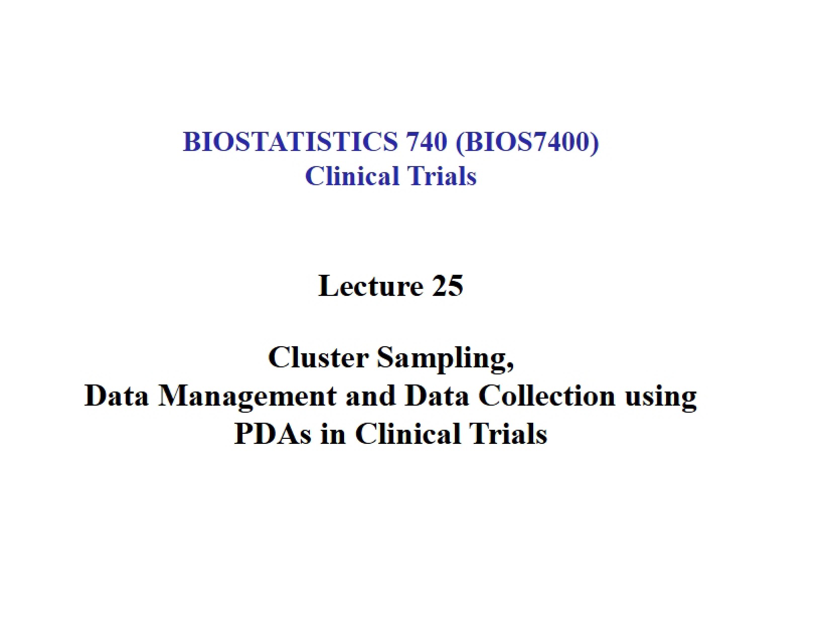 Cluster Sampling and Data Management with PDAs