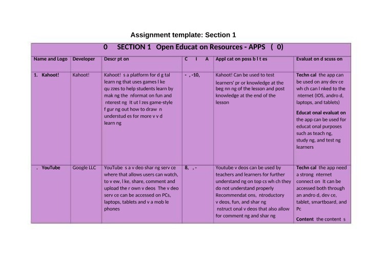 Assignment Template - Section 1