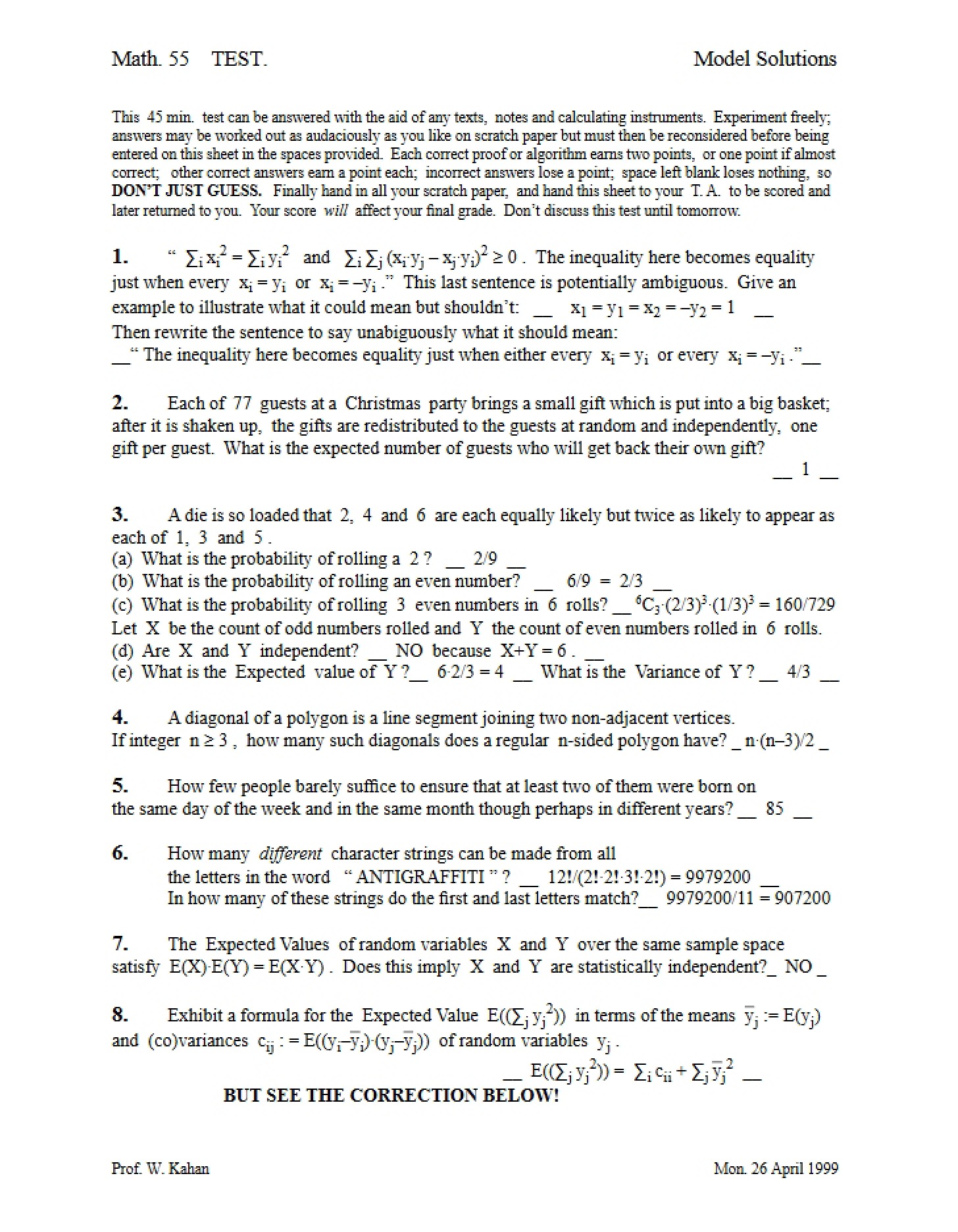 Exemplar Solutions