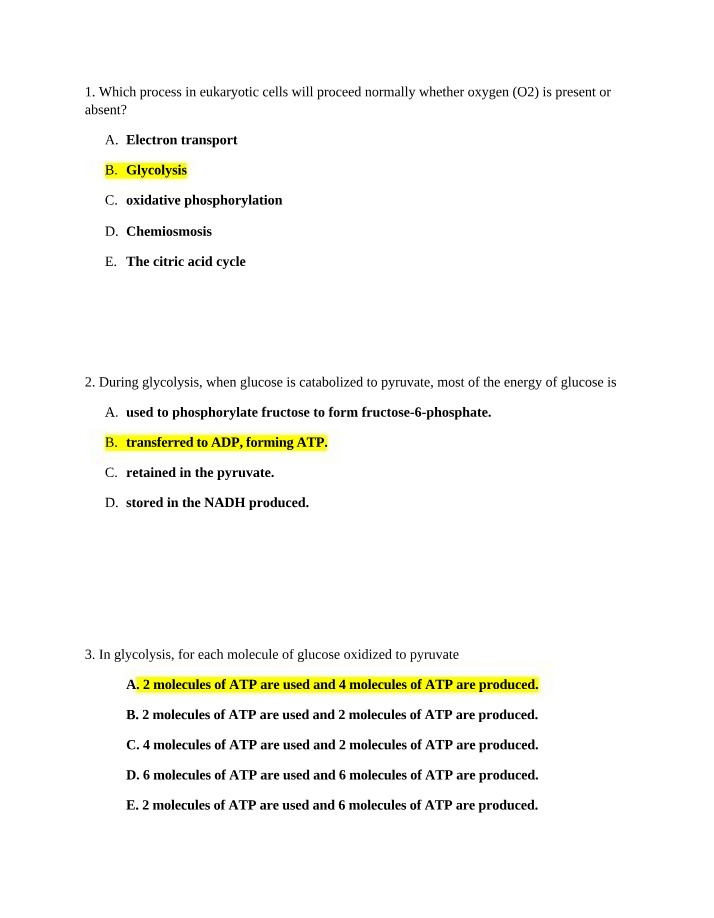 Cellular Respiration - Processes and Intermediates