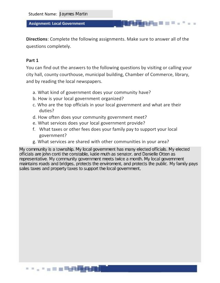 Local Government - HISTORY452 Assignment