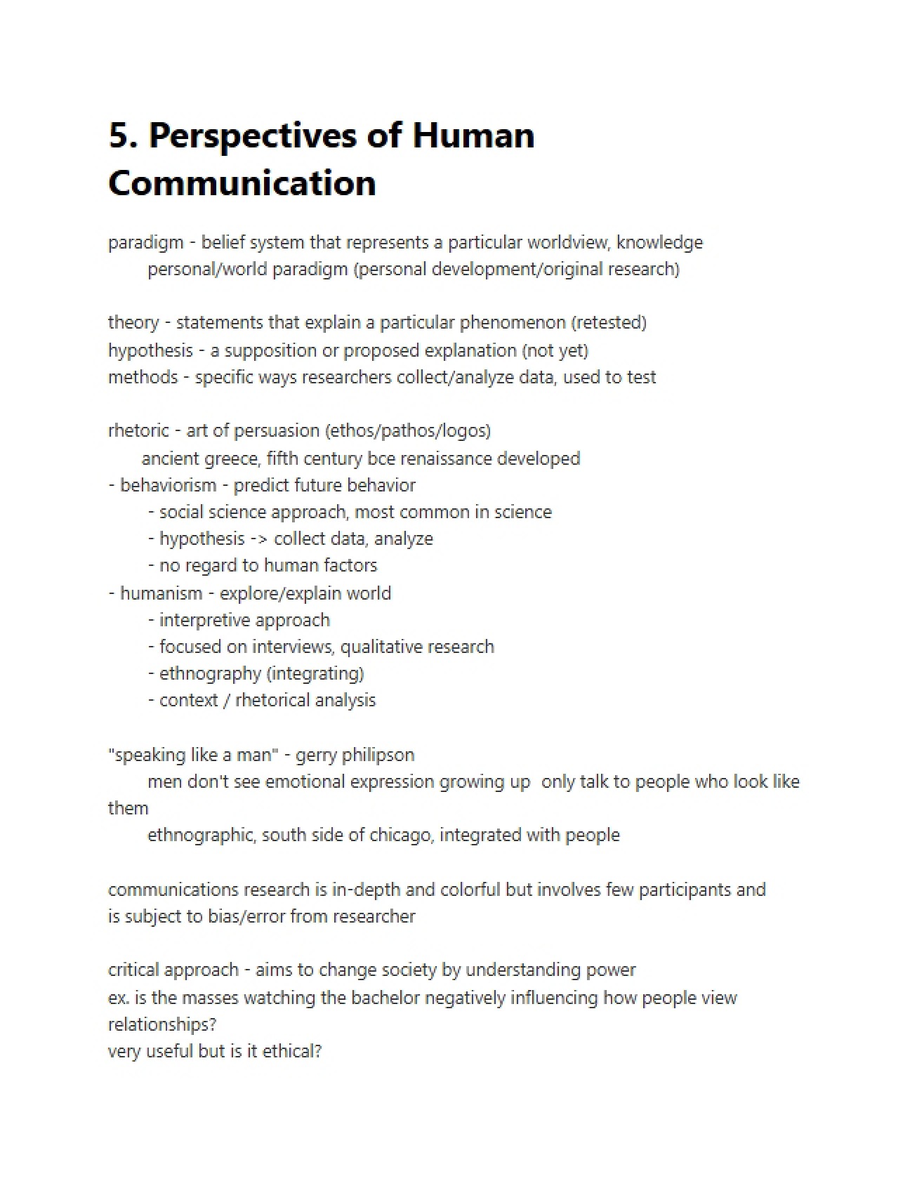 Human Communication Perspectives (5)