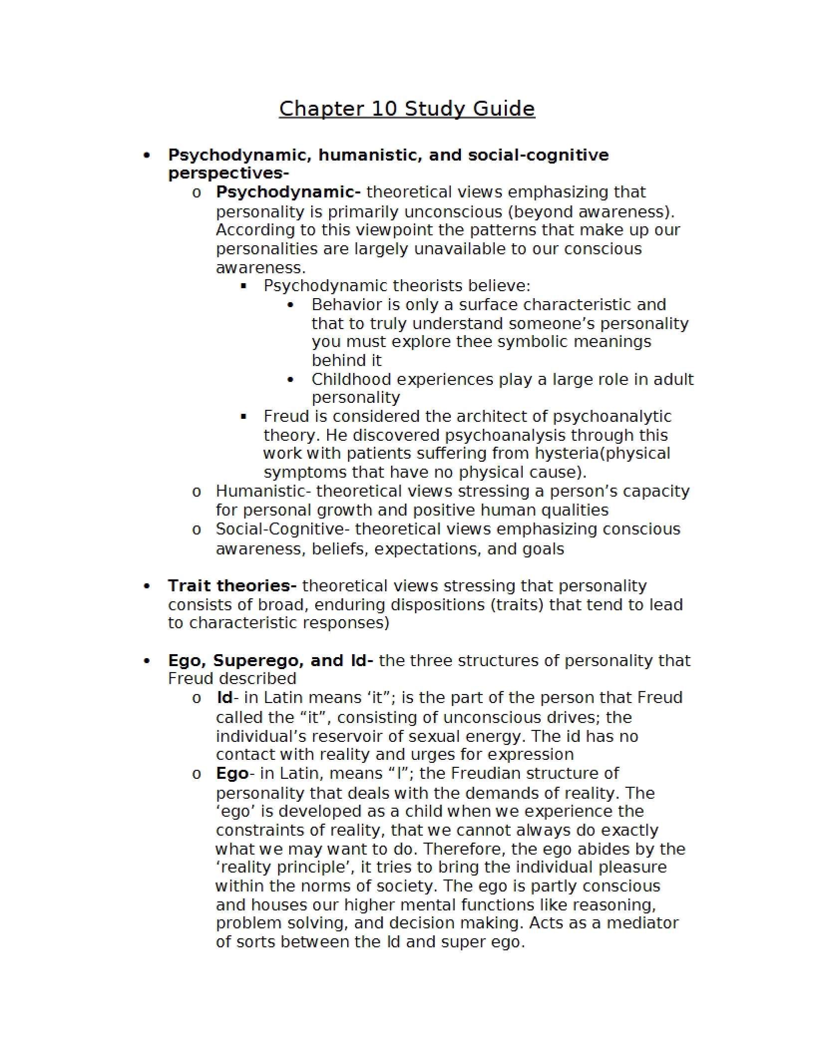 Review Guide for Chapter 10