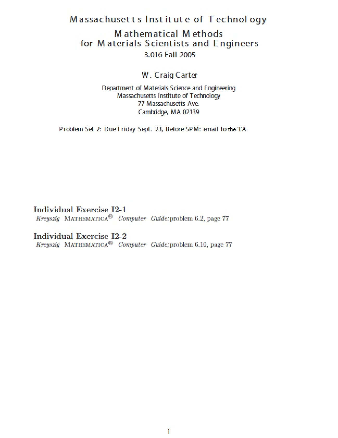 Set of Problems 2