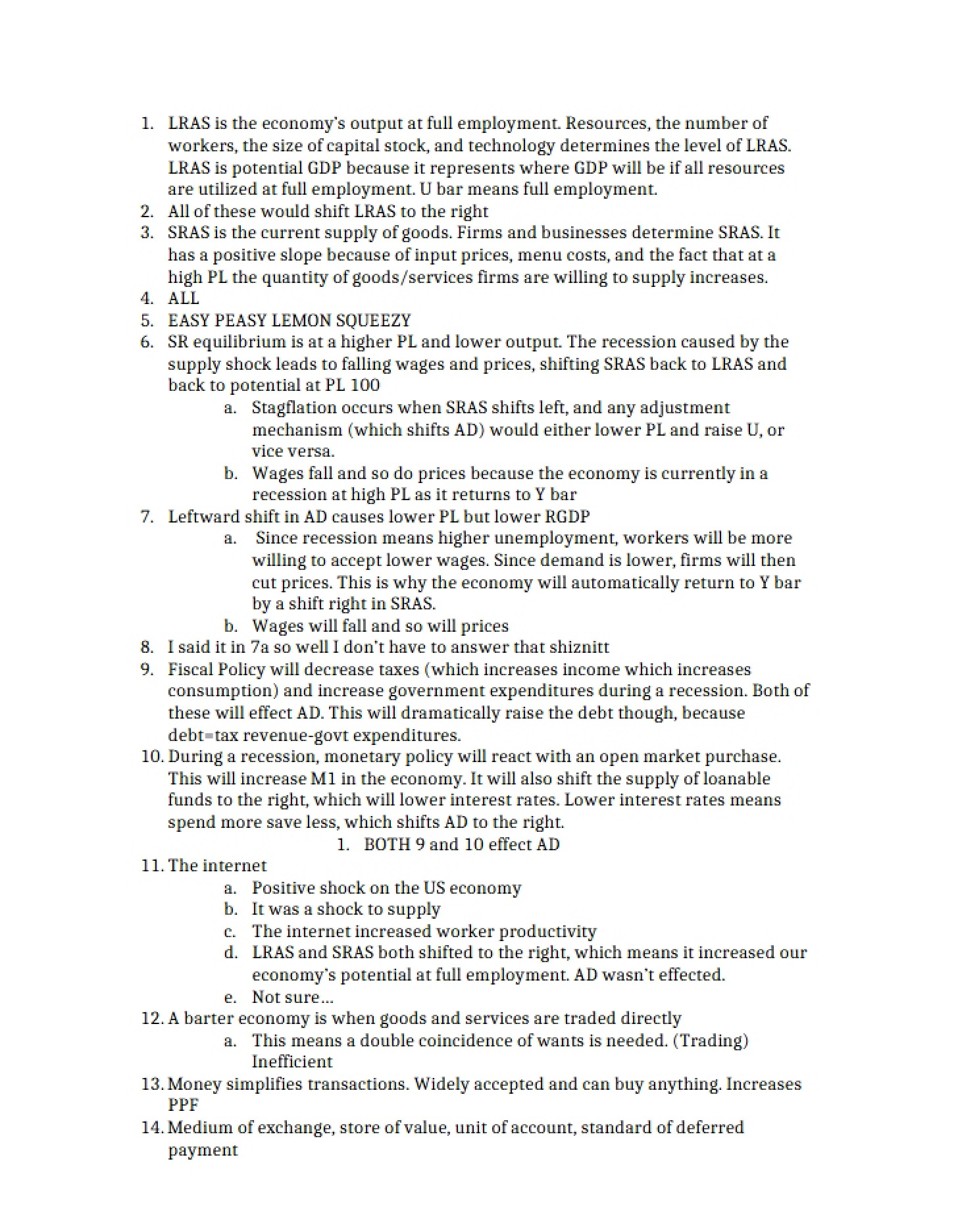 Notes for Course