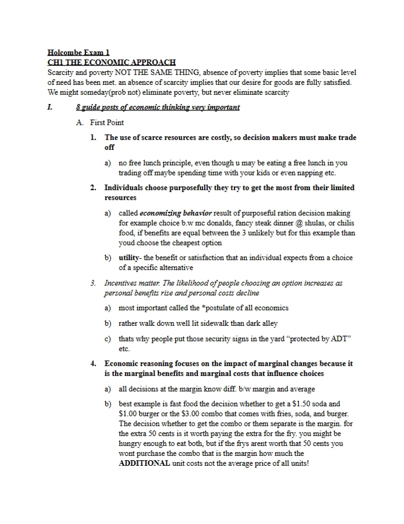 Further Notes on the Economic Approach from Chapter One