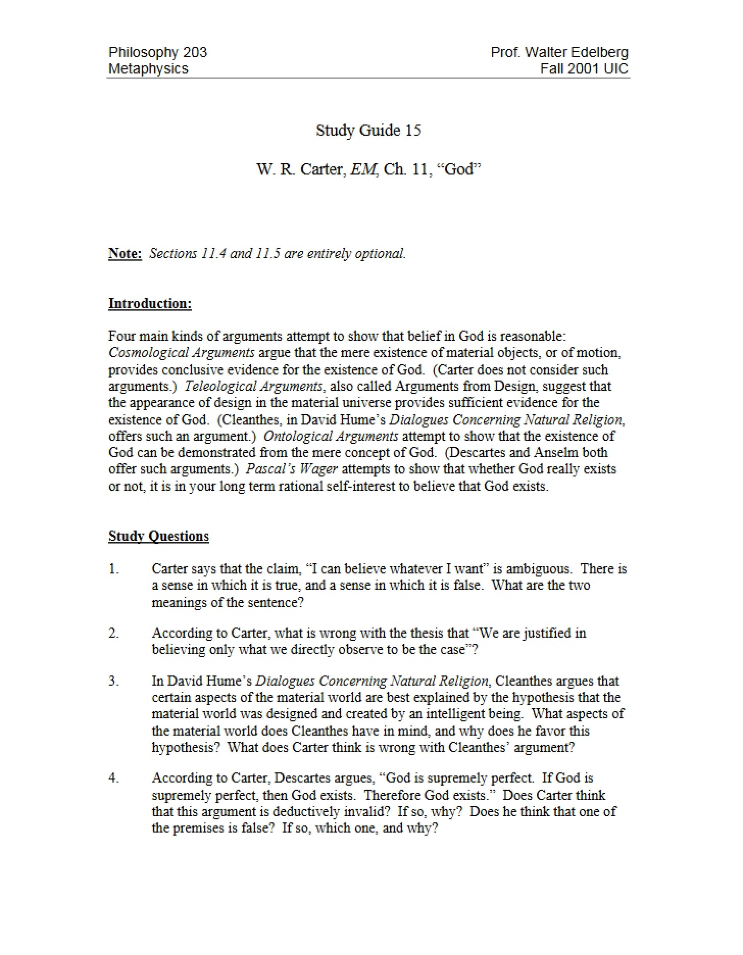 Notes for Review