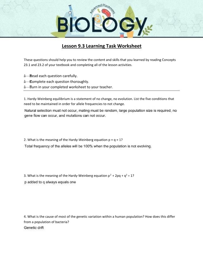 Hardy-Weinberg Equilibrium and Allele Frequencies