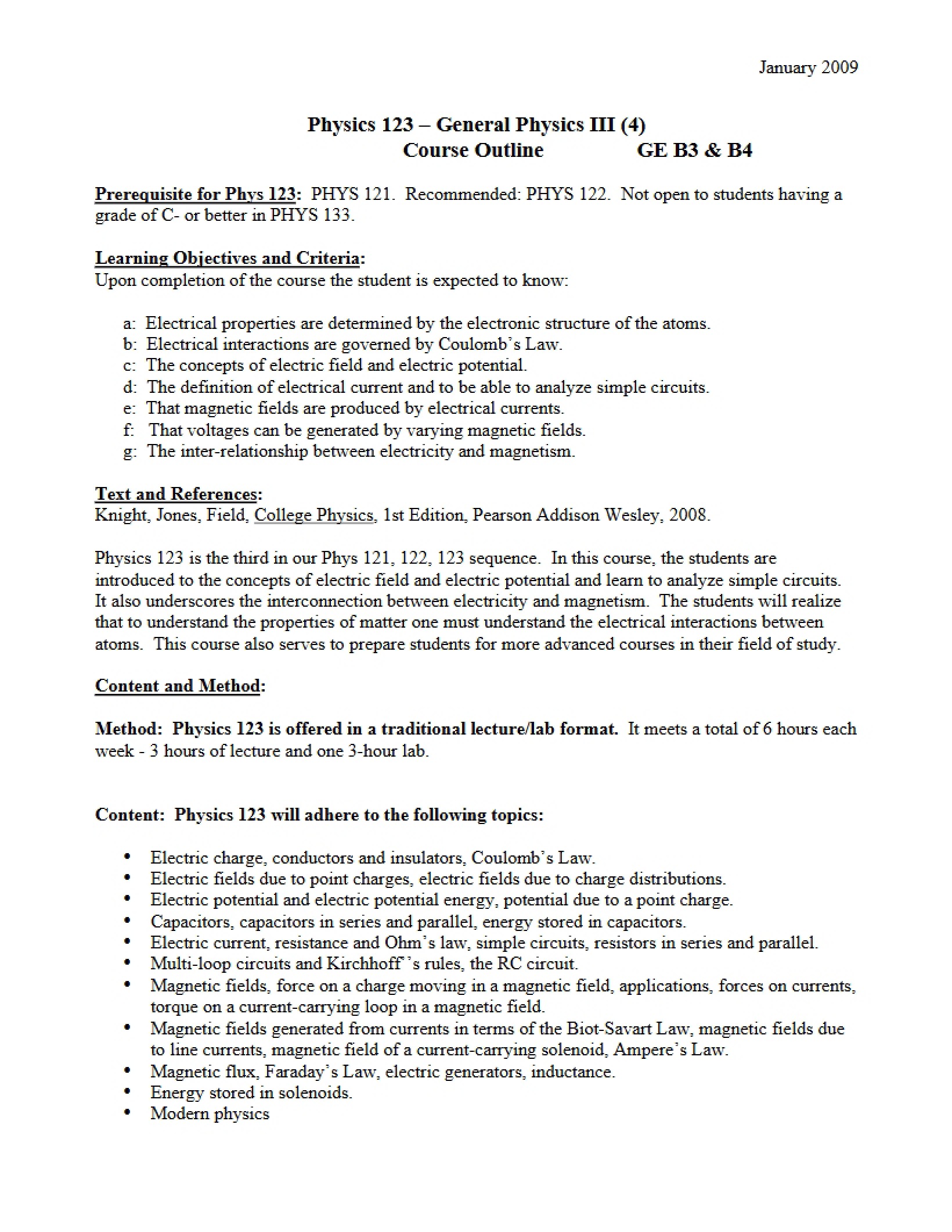 Physics III Outline