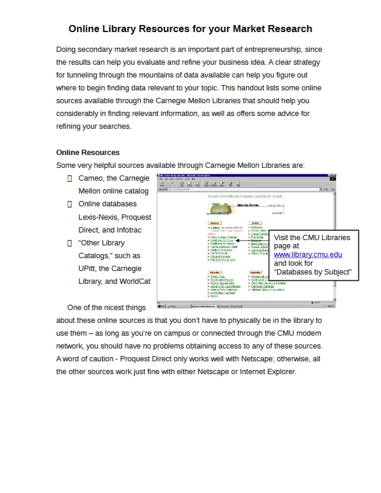 Market Research Online Library Resources