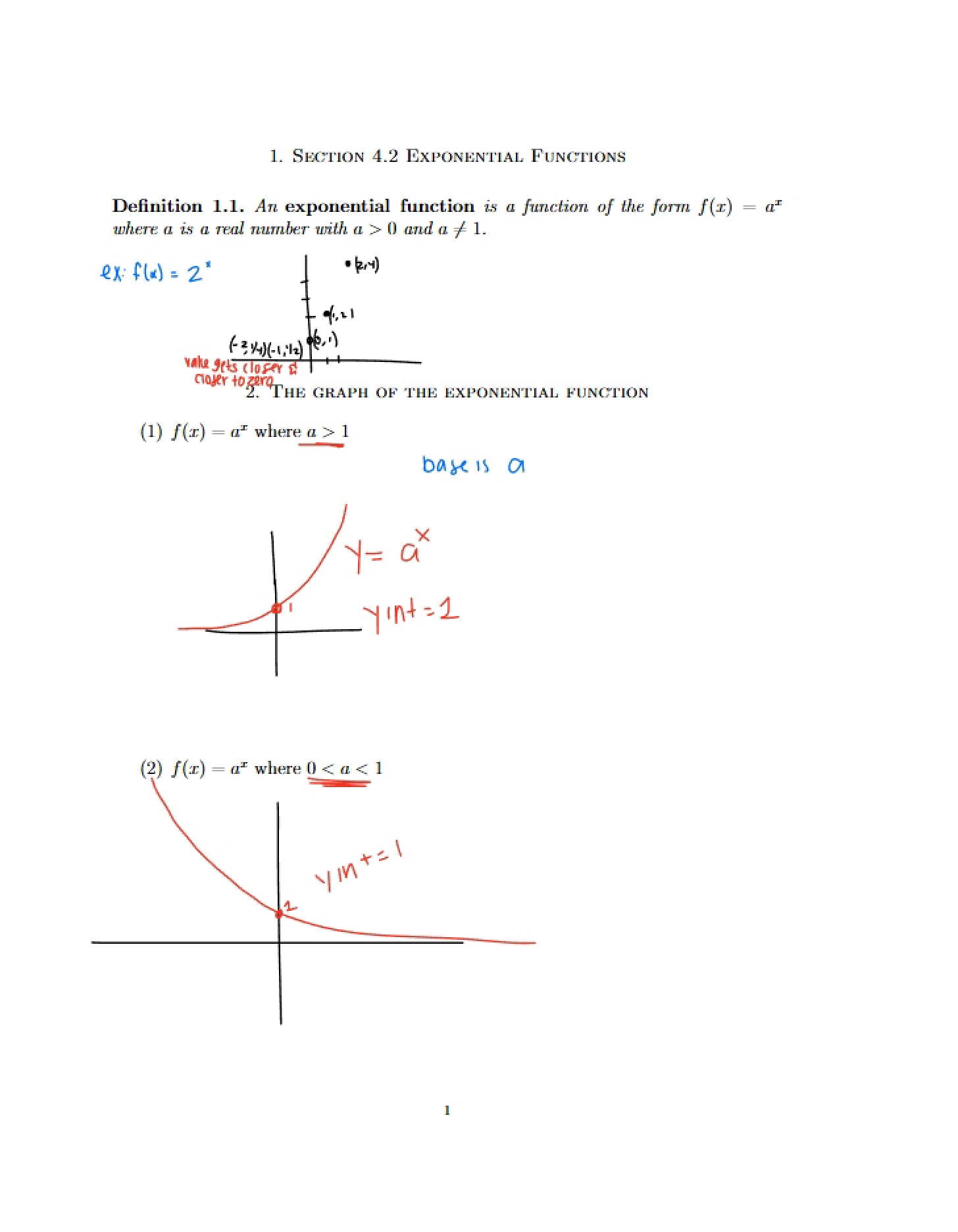 Exponential Functions Section 4.2
