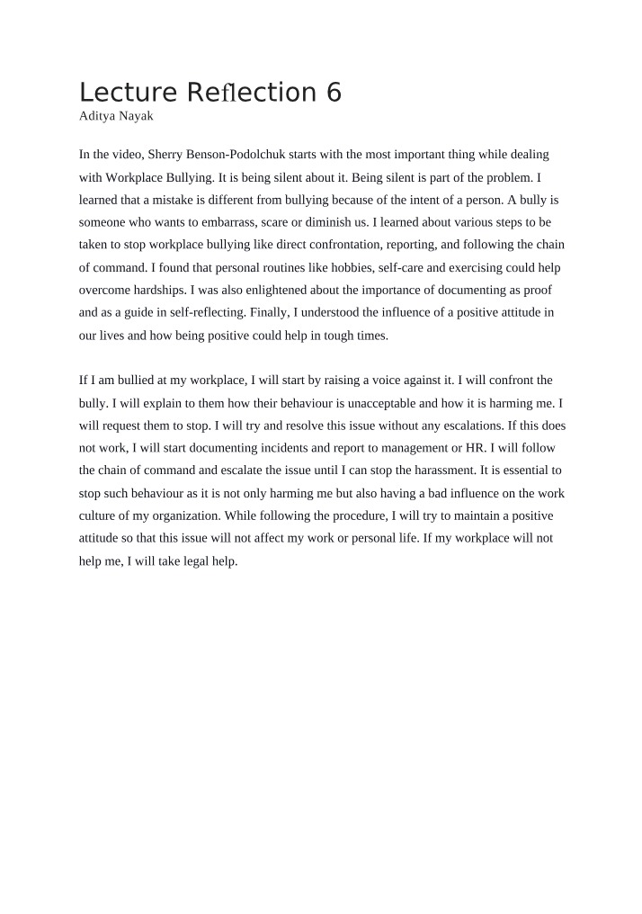 Lecture Reflection 6 Submission
