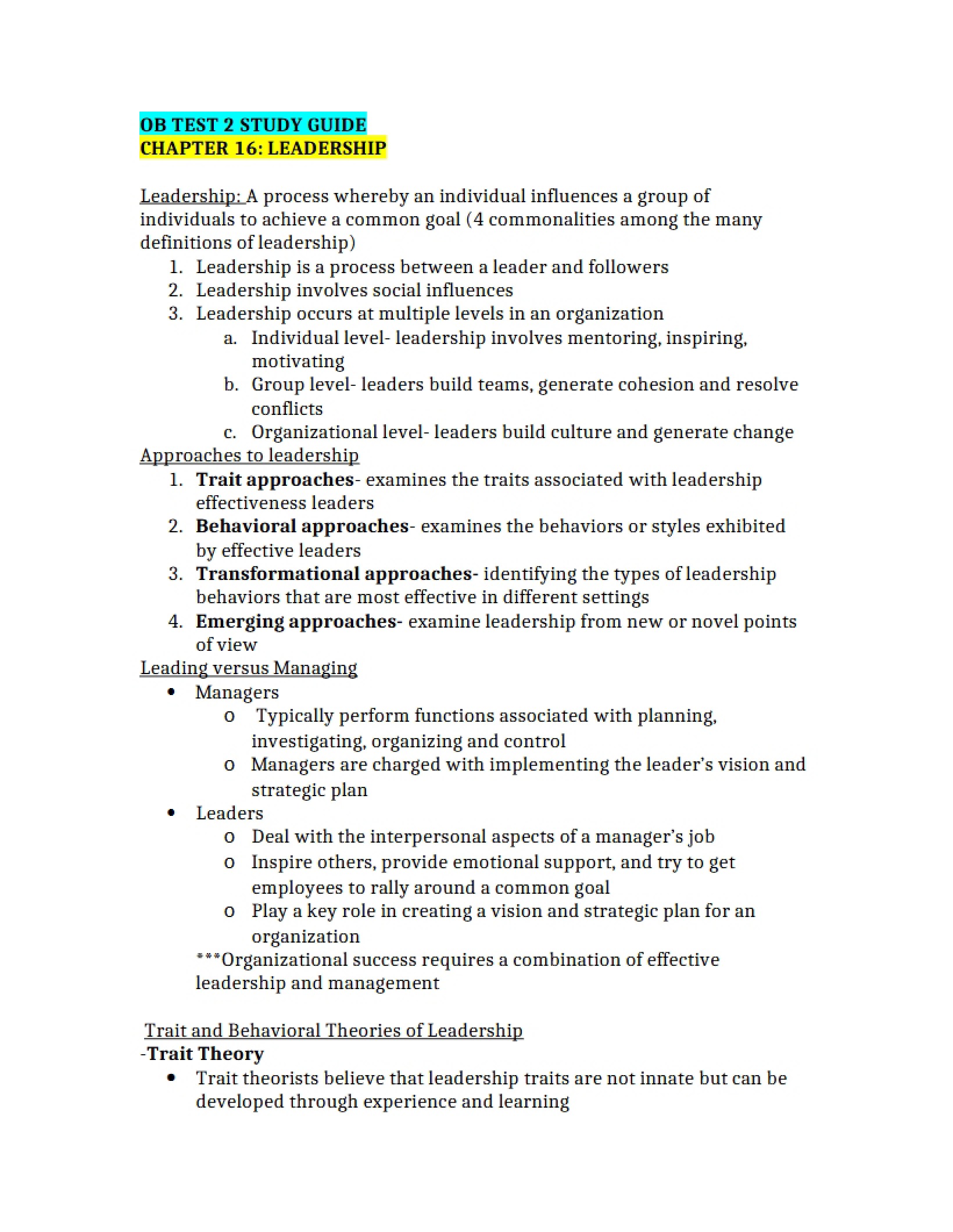 Leadership Principles Chapter 16